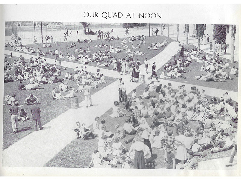 1950 Our Quad at Noon, X designed by the WPA in 1937 and still exists today > March 2021: 1950's Voices - Grossmont High School Museum