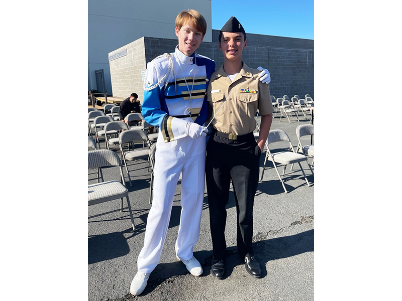 kyle sterling and drum major joseph steinbock > February 2022 - Marching Band on Parade - Grossmont High School Museum