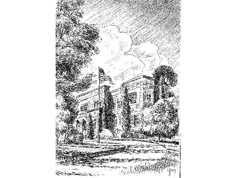 1942 Clark Allen Drawing > Footsteps - Grossmont High School Museum